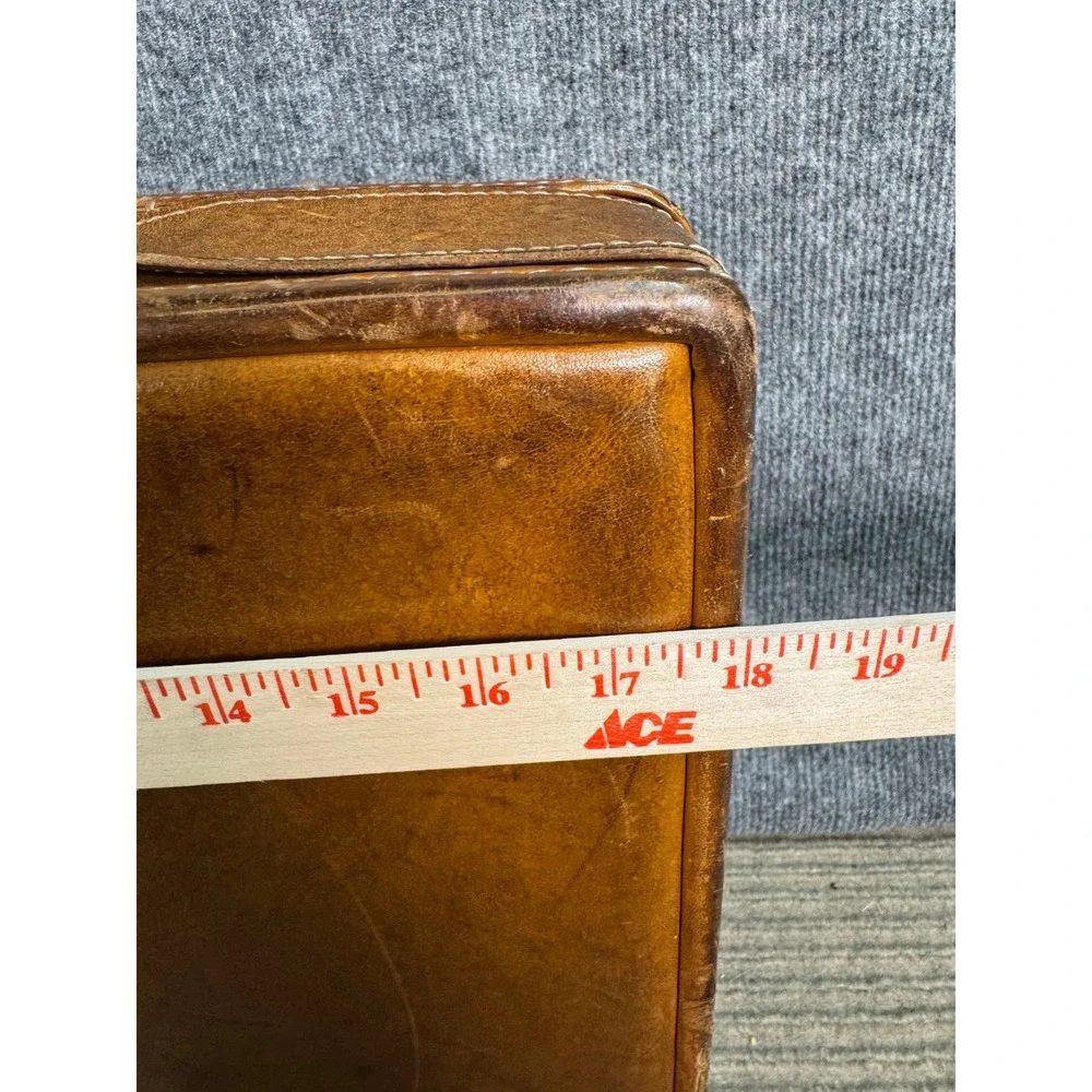 Hartmann Luggage Vintage Tan Belting Leather Briefcase Attache Brass Lock Case